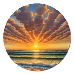 Waves At Sunset Magnet 5  (round) by GardenOfOphir