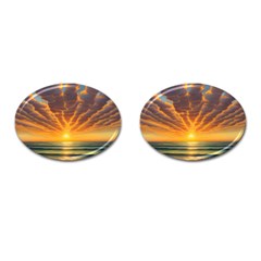 Waves At Sunset Cufflinks (oval) by GardenOfOphir