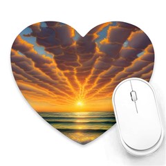 Waves At Sunset Heart Mousepad by GardenOfOphir