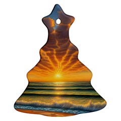 Waves At Sunset Christmas Tree Ornament (two Sides) by GardenOfOphir