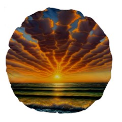 Waves At Sunset Large 18  Premium Round Cushions by GardenOfOphir