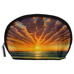 Waves At Sunset Accessory Pouch (large) by GardenOfOphir