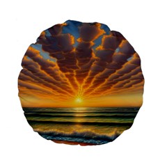 Waves At Sunset Standard 15  Premium Flano Round Cushions by GardenOfOphir