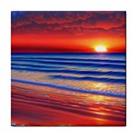 Golden Sunset Over Beach Tile Coaster Front