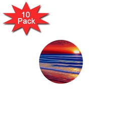 Golden Sunset Over Beach 1  Mini Buttons (10 Pack)  by GardenOfOphir