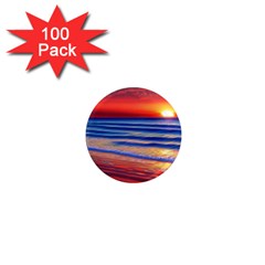 Golden Sunset Over Beach 1  Mini Magnets (100 Pack)  by GardenOfOphir