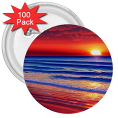 Golden Sunset Over Beach 3  Buttons (100 Pack)  by GardenOfOphir