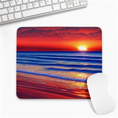 Golden Sunset Over Beach Large Mousepad by GardenOfOphir