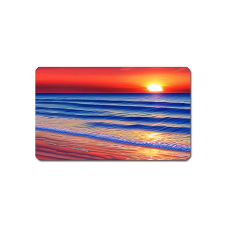 Golden Sunset Over Beach Magnet (Name Card)