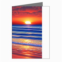 Golden Sunset Over Beach Greeting Cards (pkg Of 8) by GardenOfOphir