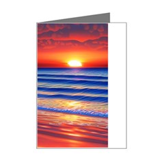 Golden Sunset Over Beach Mini Greeting Card by GardenOfOphir