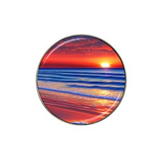 Golden Sunset Over Beach Hat Clip Ball Marker (4 Pack) by GardenOfOphir