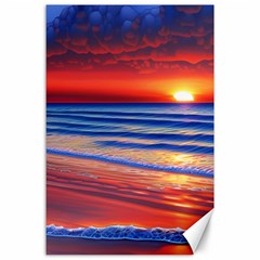 Golden Sunset Over Beach Canvas 24  X 36  by GardenOfOphir