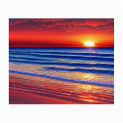 Golden Sunset Over Beach Small Glasses Cloth (2 Sides) by GardenOfOphir