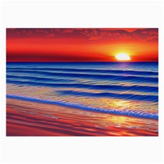 Golden Sunset Over Beach Large Glasses Cloth (2 Sides) by GardenOfOphir