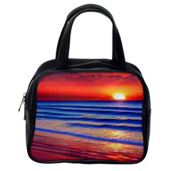 Golden Sunset Over Beach Classic Handbag (one Side) by GardenOfOphir