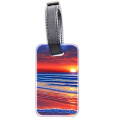 Golden Sunset Over Beach Luggage Tag (two Sides) by GardenOfOphir