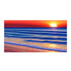 Golden Sunset Over Beach Satin Wrap 35  X 70  by GardenOfOphir