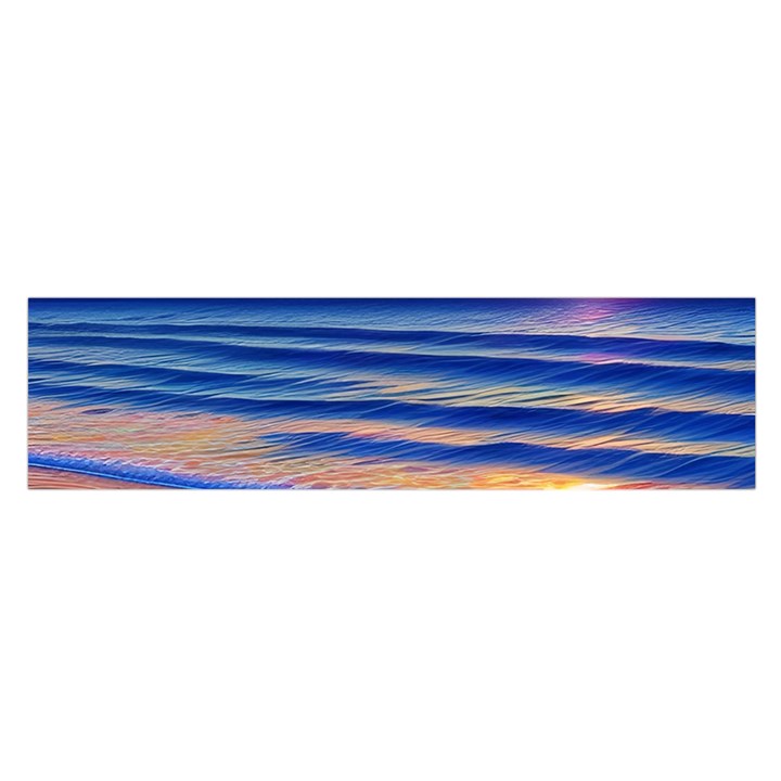 Golden Sunset Over Beach Oblong Satin Scarf (16  x 60 )