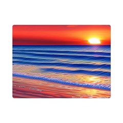 Golden Sunset Over Beach One Side Premium Plush Fleece Blanket (mini) by GardenOfOphir