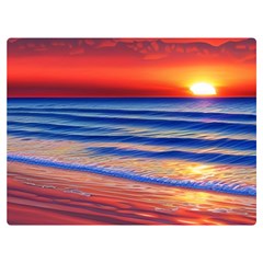 Golden Sunset Over Beach Premium Plush Fleece Blanket (extra Small) by GardenOfOphir