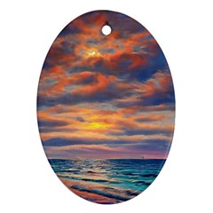 Serene Sunset Over Beach Ornament (oval)