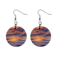 Serene Sunset Over Beach Mini Button Earrings by GardenOfOphir