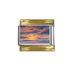 Serene Sunset Over Beach Gold Trim Italian Charm (9mm) by GardenOfOphir