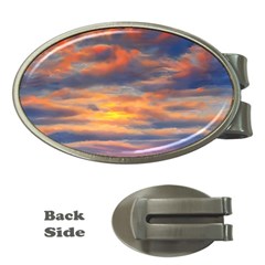 Serene Sunset Over Beach Money Clips (oval)  by GardenOfOphir