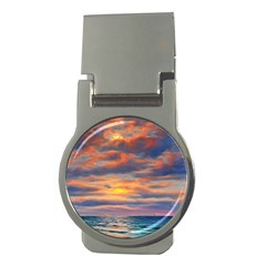 Serene Sunset Over Beach Money Clips (round)  by GardenOfOphir