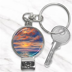 Serene Sunset Over Beach Nail Clippers Key Chain by GardenOfOphir