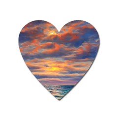 Serene Sunset Over Beach Heart Magnet by GardenOfOphir