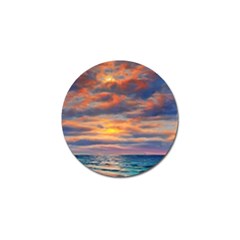 Serene Sunset Over Beach Golf Ball Marker (4 Pack) by GardenOfOphir