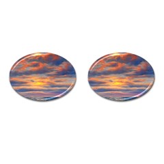 Serene Sunset Over Beach Cufflinks (oval) by GardenOfOphir