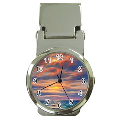 Serene Sunset Over Beach Money Clip Watches by GardenOfOphir