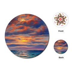 Serene Sunset Over Beach Playing Cards Single Design (round) by GardenOfOphir