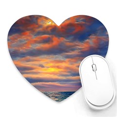 Serene Sunset Over Beach Heart Mousepad by GardenOfOphir