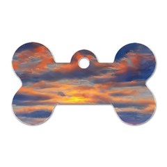 Serene Sunset Over Beach Dog Tag Bone (one Side) by GardenOfOphir