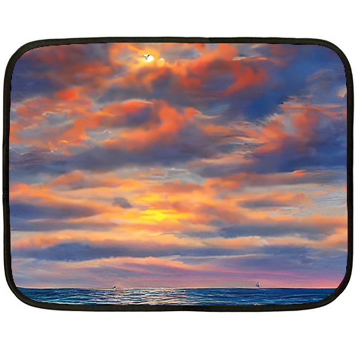 Serene Sunset Over Beach Fleece Blanket (Mini)