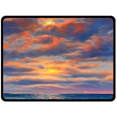 Serene Sunset Over Beach One Side Fleece Blanket (large) by GardenOfOphir