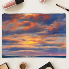 Serene Sunset Over Beach Cosmetic Bag (xxl) by GardenOfOphir