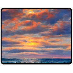 Serene Sunset Over Beach Fleece Blanket (medium) by GardenOfOphir