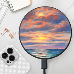 Serene Sunset Over Beach Wireless Fast Charger(black) by GardenOfOphir