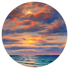 Serene Sunset Over Beach Round Trivet by GardenOfOphir