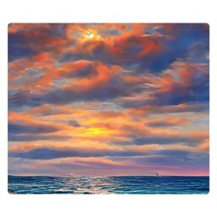 Serene Sunset Over Beach One Side Premium Plush Fleece Blanket (small) by GardenOfOphir