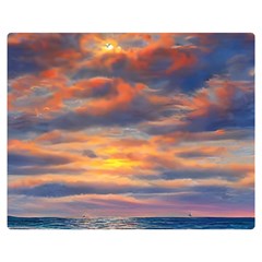 Serene Sunset Over Beach One Side Premium Plush Fleece Blanket (medium) by GardenOfOphir