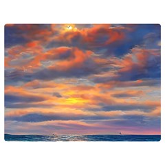 Serene Sunset Over Beach Premium Plush Fleece Blanket (extra Small) by GardenOfOphir