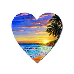 Sunrise At The Beach Heart Magnet by GardenOfOphir