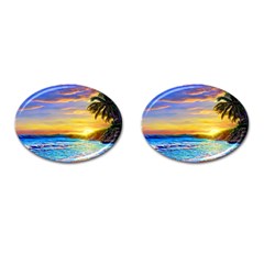 Sunrise At The Beach Cufflinks (oval) by GardenOfOphir