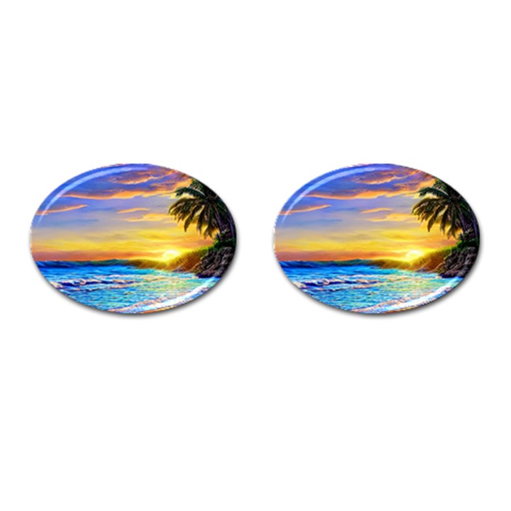 Sunrise At The Beach Cufflinks (Oval)